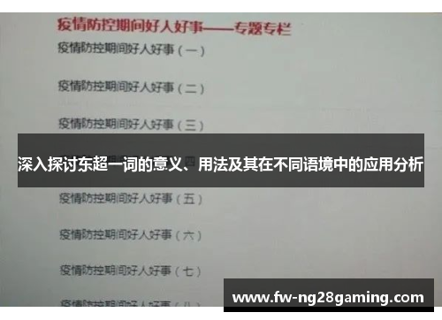 深入探讨东超一词的意义、用法及其在不同语境中的应用分析